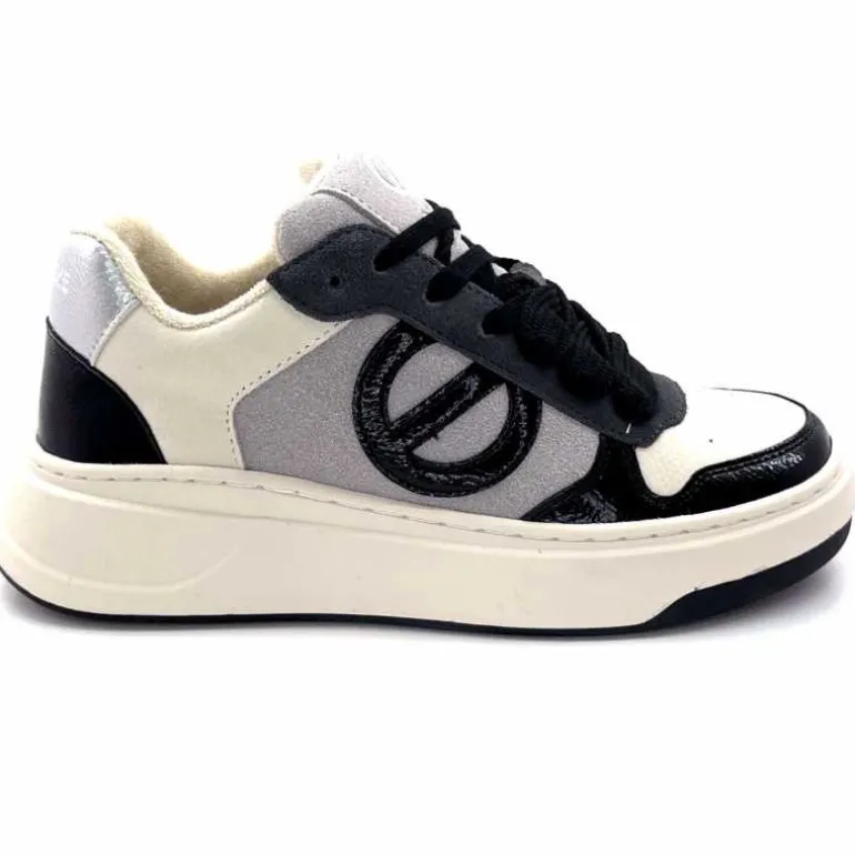 No Name Baskets Bridget Sneaker W Cuir Noir Blanc Gris BlancGrisClairNoir Cheap