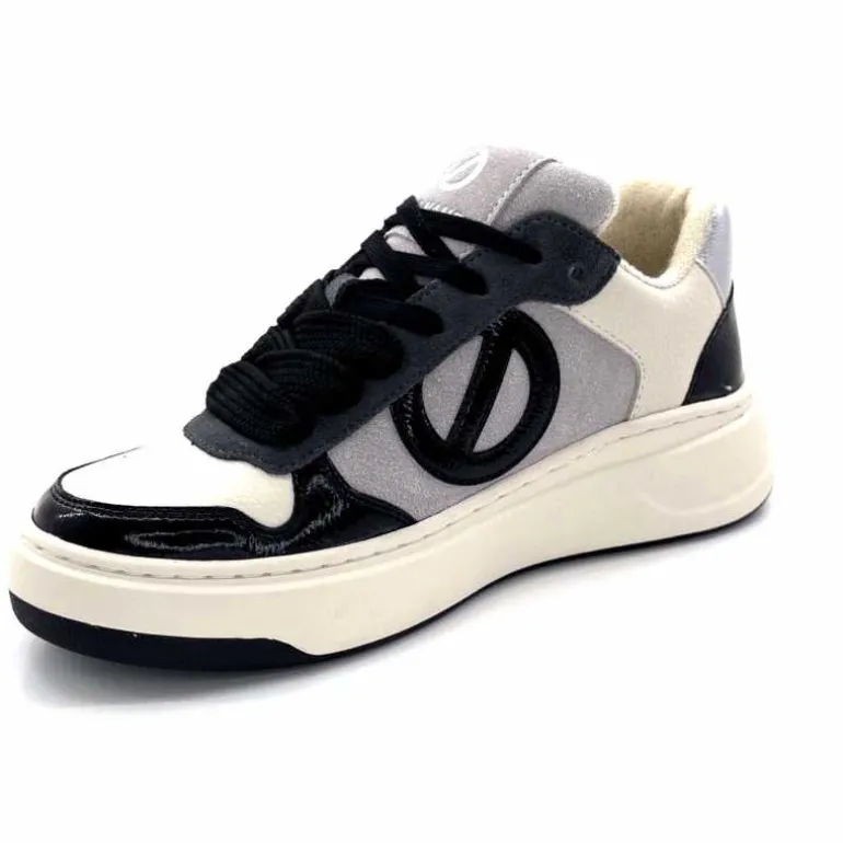 No Name Baskets Bridget Sneaker W Cuir Noir Blanc Gris BlancGrisClairNoir Cheap
