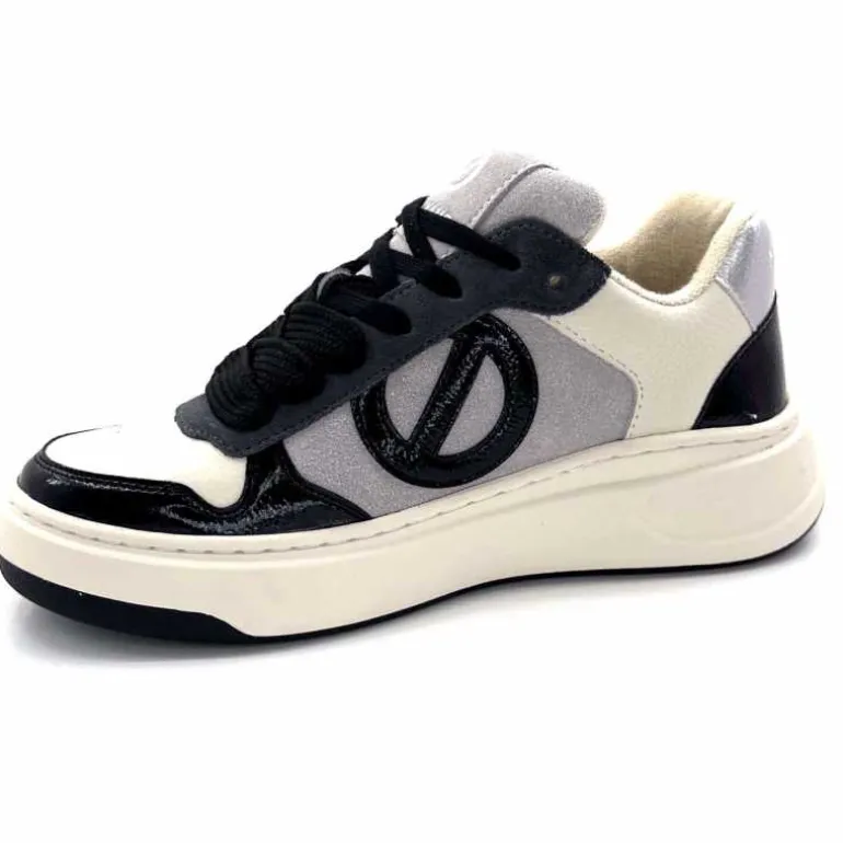 No Name Baskets Bridget Sneaker W Cuir Noir Blanc Gris BlancGrisClairNoir Cheap