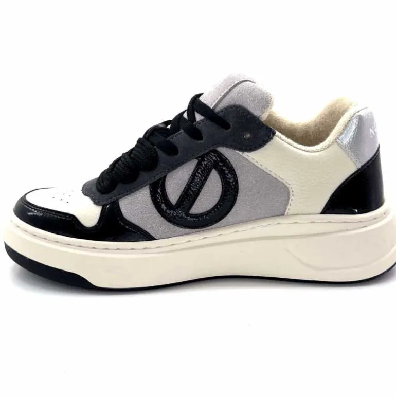 No Name Baskets Bridget Sneaker W Cuir Noir Blanc Gris BlancGrisClairNoir Cheap