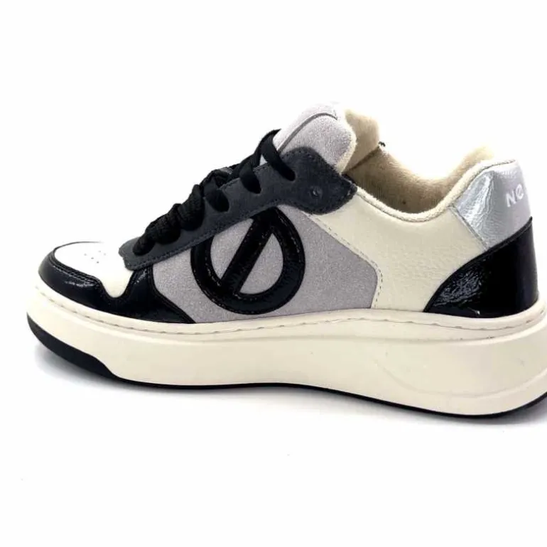 No Name Baskets Bridget Sneaker W Cuir Noir Blanc Gris BlancGrisClairNoir Cheap