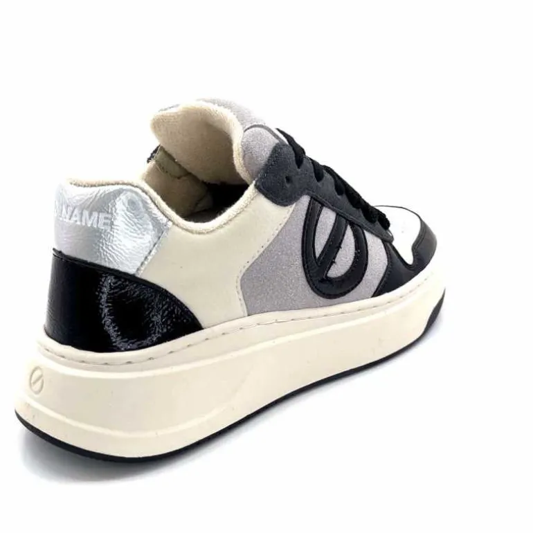 No Name Baskets Bridget Sneaker W Cuir Noir Blanc Gris BlancGrisClairNoir Cheap