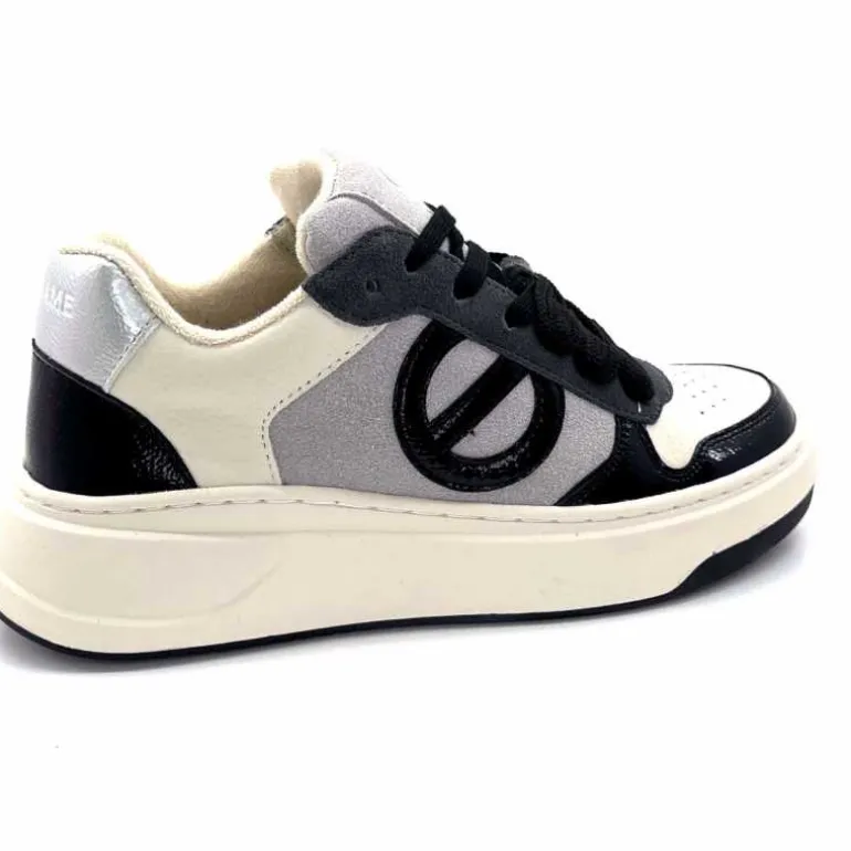 No Name Baskets Bridget Sneaker W Cuir Noir Blanc Gris BlancGrisClairNoir Cheap
