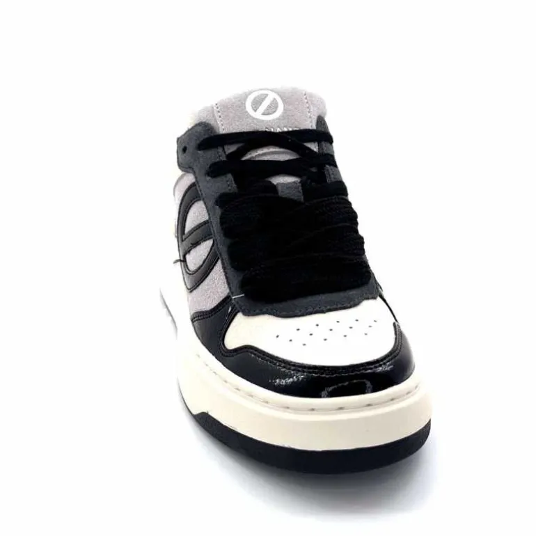 No Name Baskets Bridget Sneaker W Cuir Noir Blanc Gris BlancGrisClairNoir Cheap
