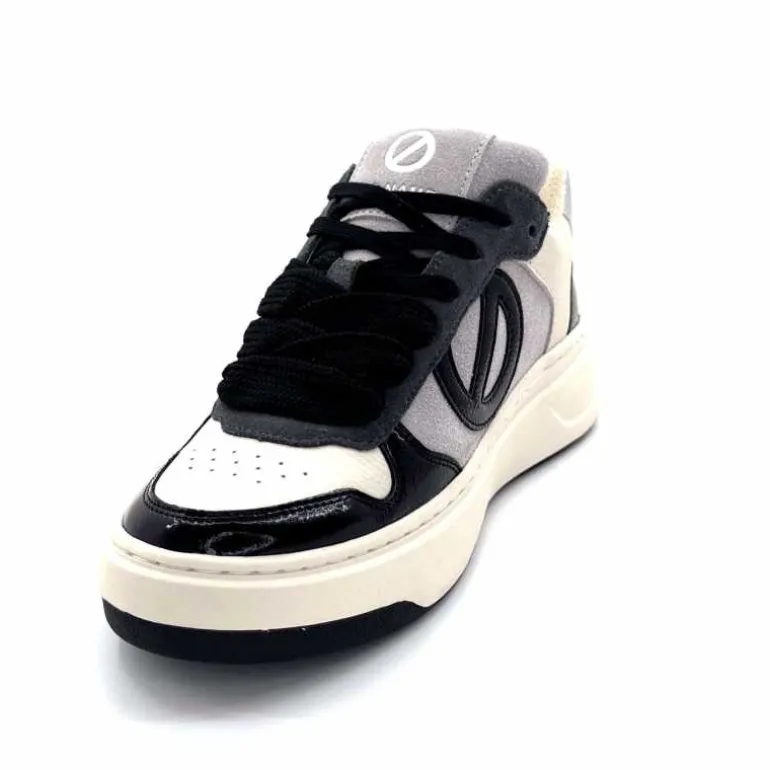 No Name Baskets Bridget Sneaker W Cuir Noir Blanc Gris BlancGrisClairNoir Cheap