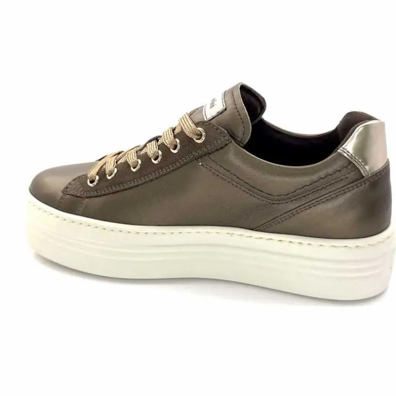 Nero Giardini Baskets Plateforme Fermeture Éclaire Nero Giardin 1411611 D322 Cuir Bronze New