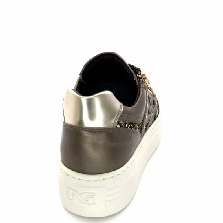 Nero Giardini Baskets Plateforme Fermeture Éclaire Nero Giardin 1411611 D322 Cuir Bronze New