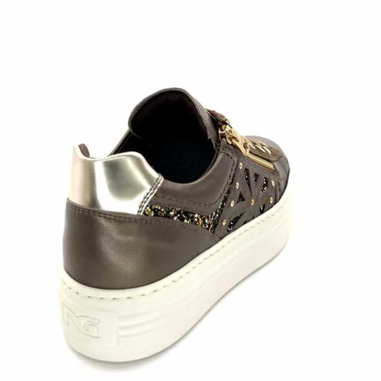 Nero Giardini Baskets Plateforme Fermeture Éclaire Nero Giardin 1411611 D322 Cuir Bronze New