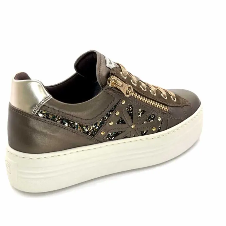 Nero Giardini Baskets Plateforme Fermeture Éclaire Nero Giardin 1411611 D322 Cuir Bronze New