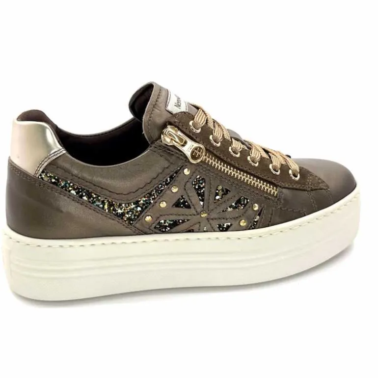 Nero Giardini Baskets Plateforme Fermeture Éclaire Nero Giardin 1411611 D322 Cuir Bronze New