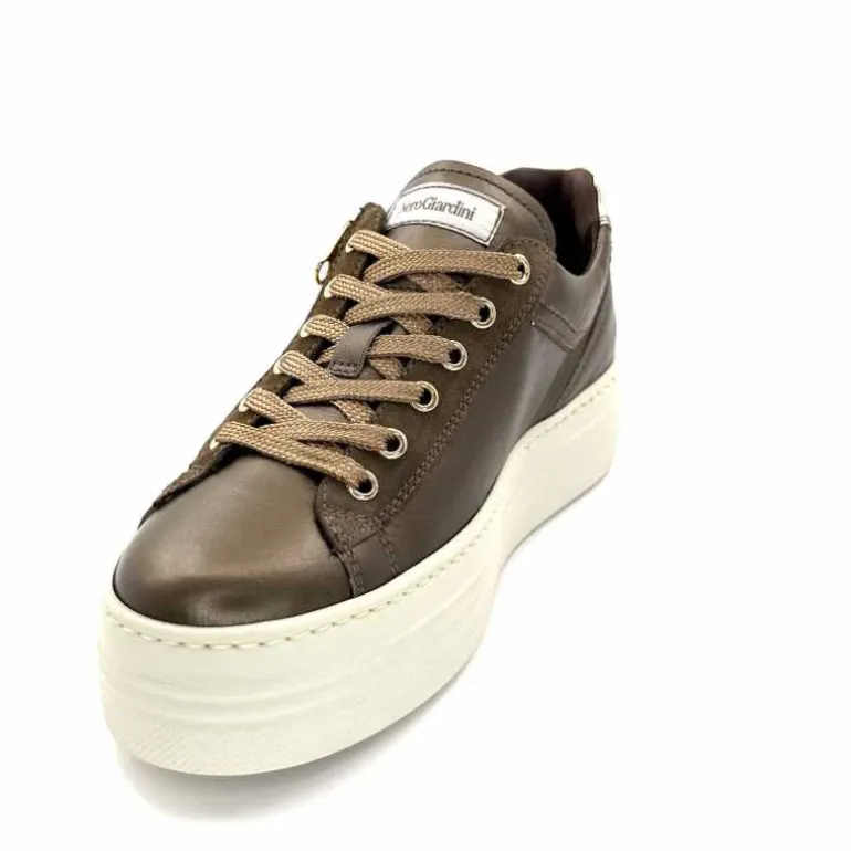 Nero Giardini Baskets Plateforme Fermeture Éclaire Nero Giardin 1411611 D322 Cuir Bronze New