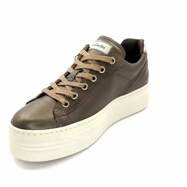 Nero Giardini Baskets Plateforme Fermeture Éclaire Nero Giardin 1411611 D322 Cuir Bronze New