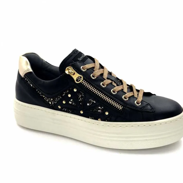 Nero Giardini Baskets Plateforme Fermeture Éclaire Nero Giardin 1411610 D100 Cuir Noir Clearance