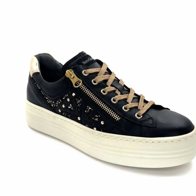 Nero Giardini Baskets Plateforme Fermeture Éclaire Nero Giardin 1411610 D100 Cuir Noir Clearance