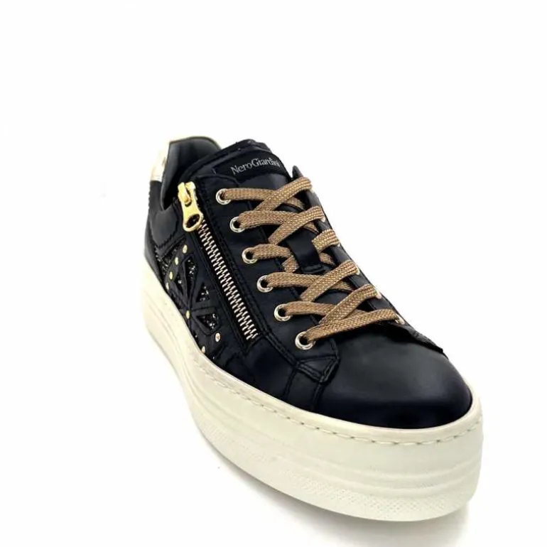 Nero Giardini Baskets Plateforme Fermeture Éclaire Nero Giardin 1411610 D100 Cuir Noir Clearance