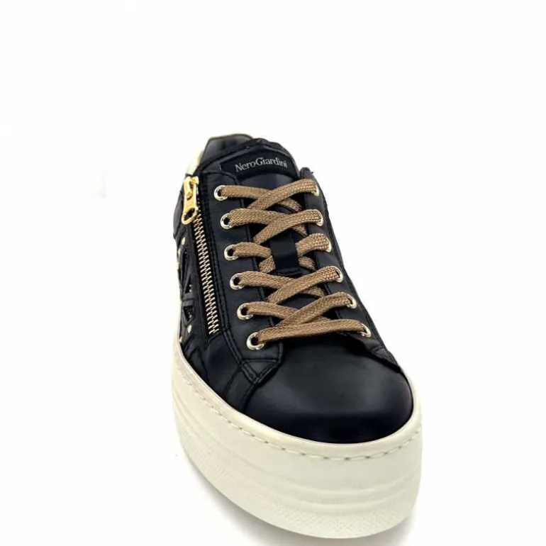 Nero Giardini Baskets Plateforme Fermeture Éclaire Nero Giardin 1411610 D100 Cuir Noir Clearance