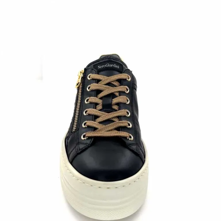 Nero Giardini Baskets Plateforme Fermeture Éclaire Nero Giardin 1411610 D100 Cuir Noir Clearance