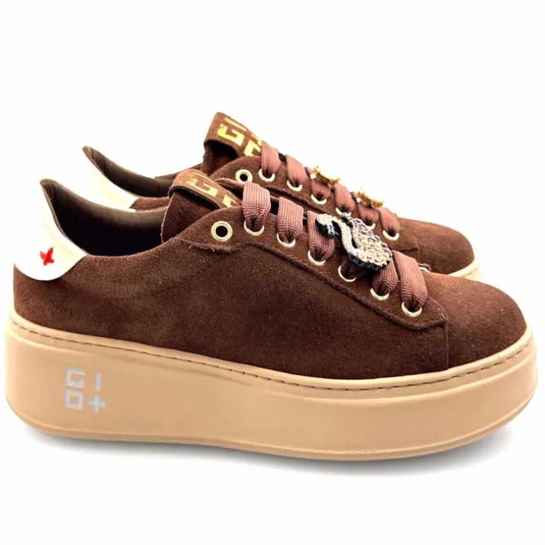 GioPiu Baskets Plateforme Gio+ Pia 230a Daim Bijoux Marron Flash Sale