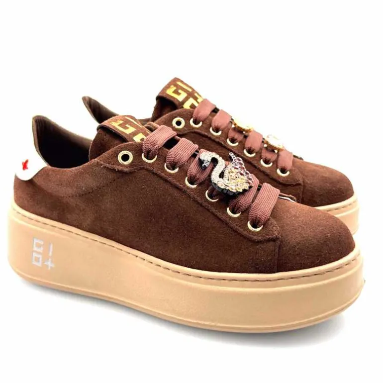 GioPiu Baskets Plateforme Gio+ Pia 230a Daim Bijoux Marron Flash Sale