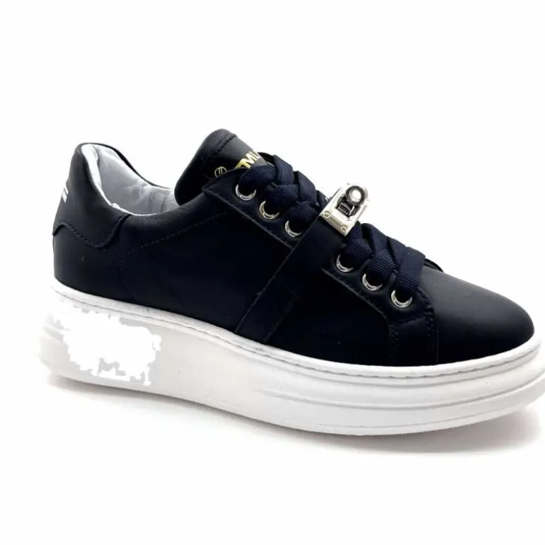 Méliné Baskets Plateforme Bi 195 Var A336 Cuir Marine Best