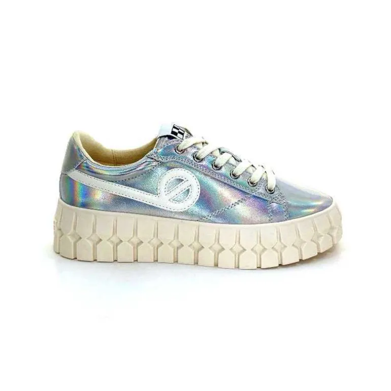 No Name Baskets Plateforme Play Sneaker W Cuir Irisé Argent Clearance