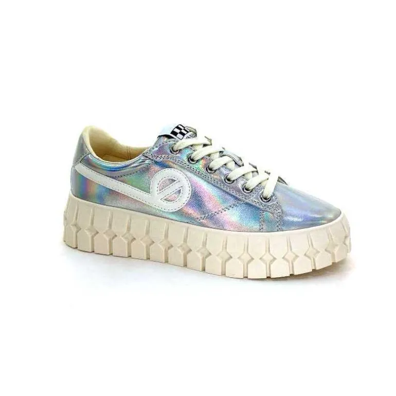 No Name Baskets Plateforme Play Sneaker W Cuir Irisé Argent Clearance