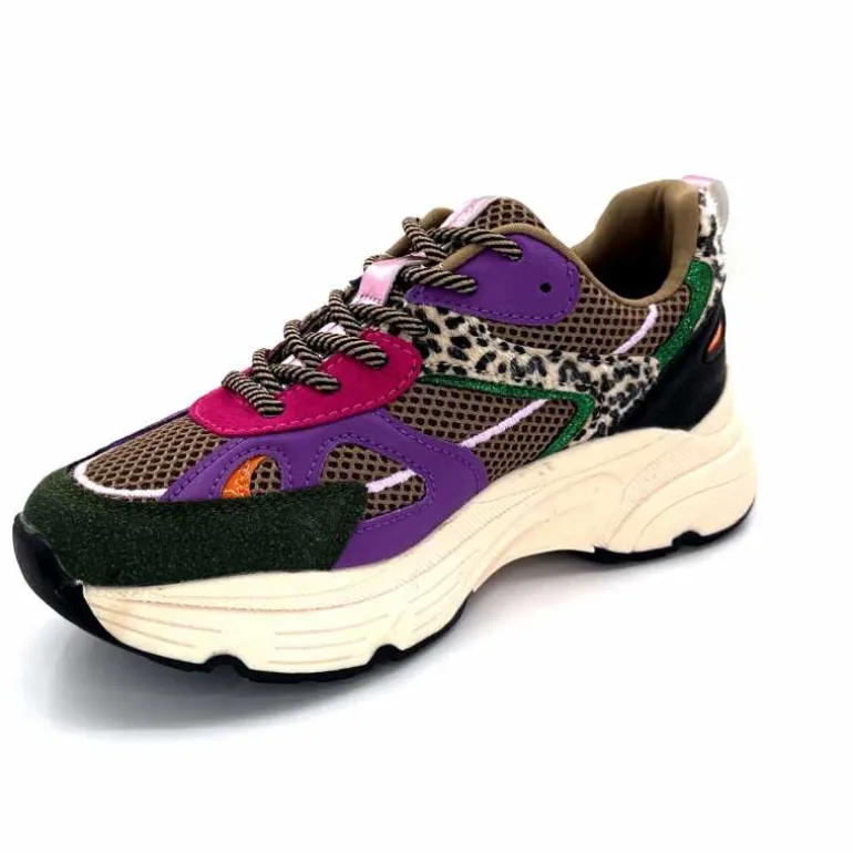 poelman Baskets Posh 1210810 Textile DK Green Multicolore Vert Cheap