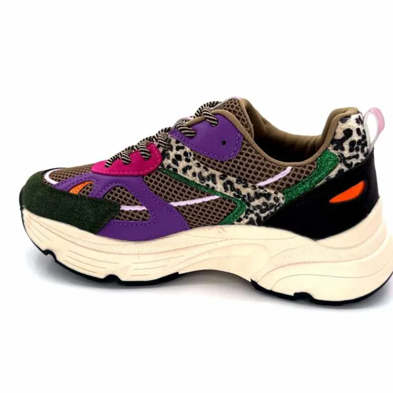 poelman Baskets Posh 1210810 Textile DK Green Multicolore Vert Cheap