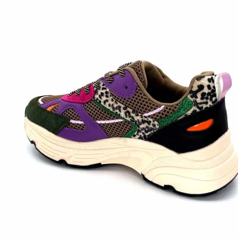 poelman Baskets Posh 1210810 Textile DK Green Multicolore Vert Cheap