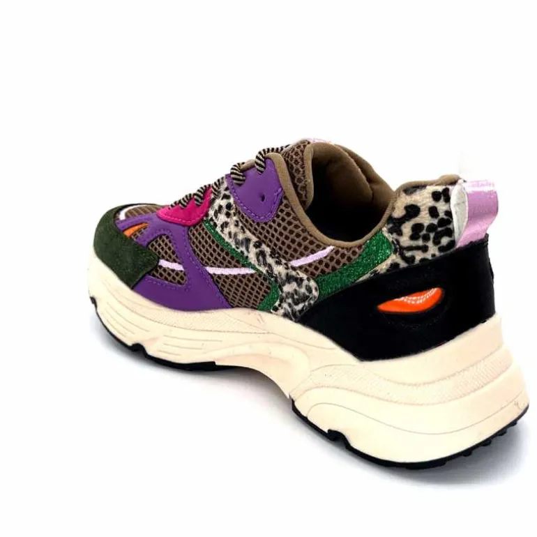 poelman Baskets Posh 1210810 Textile DK Green Multicolore Vert Cheap