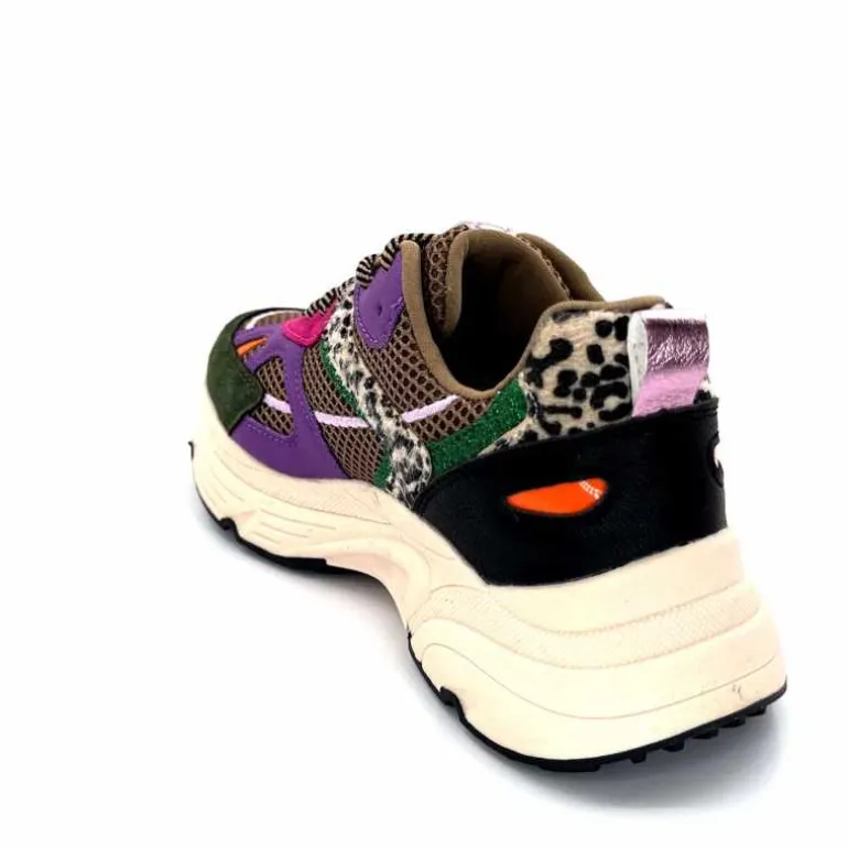 poelman Baskets Posh 1210810 Textile DK Green Multicolore Vert Cheap