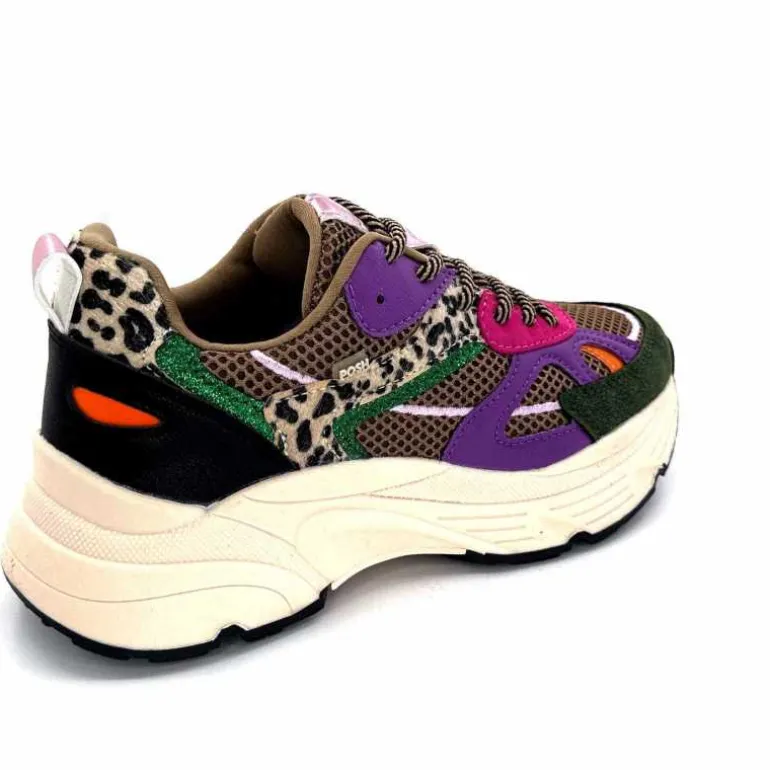 poelman Baskets Posh 1210810 Textile DK Green Multicolore Vert Cheap