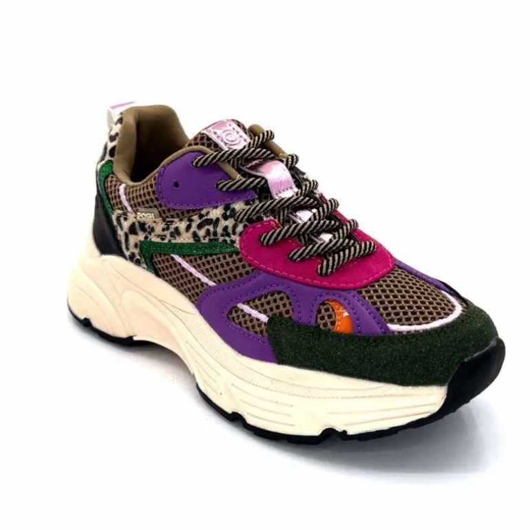 poelman Baskets Posh 1210810 Textile DK Green Multicolore Vert Cheap