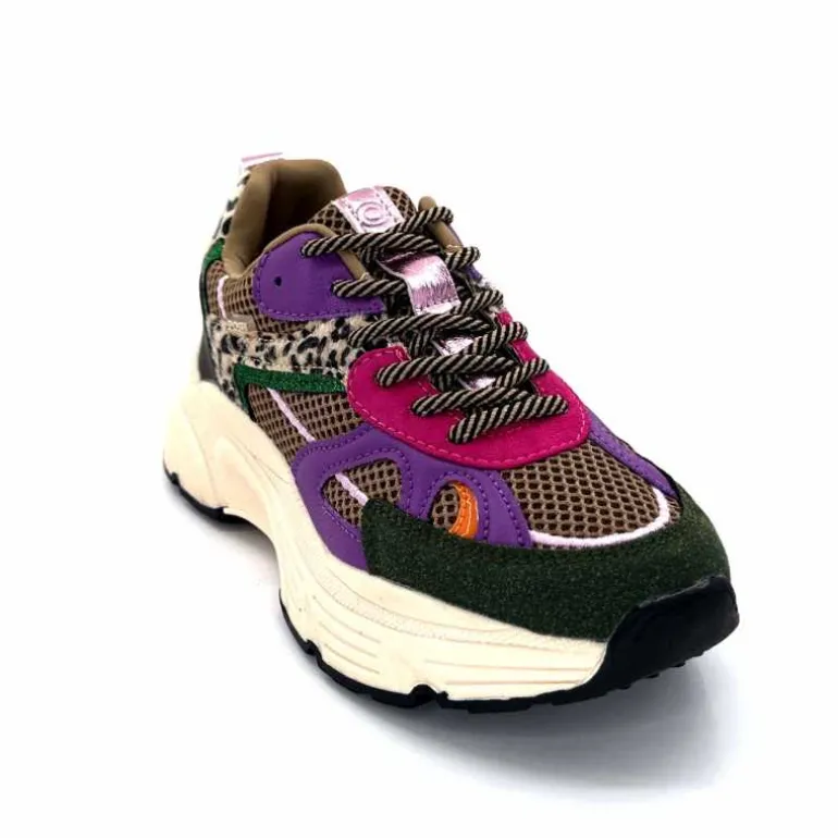 poelman Baskets Posh 1210810 Textile DK Green Multicolore Vert Cheap