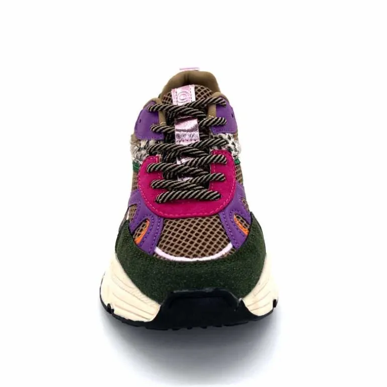 poelman Baskets Posh 1210810 Textile DK Green Multicolore Vert Cheap