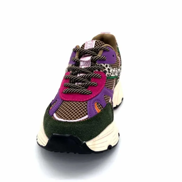 poelman Baskets Posh 1210810 Textile DK Green Multicolore Vert Cheap