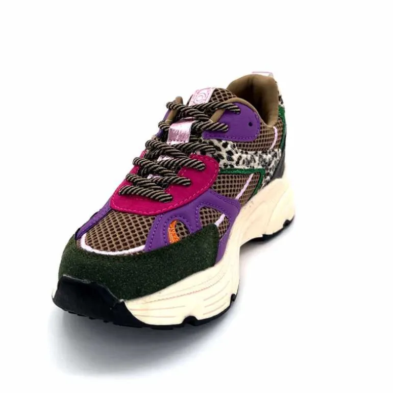 poelman Baskets Posh 1210810 Textile DK Green Multicolore Vert Cheap