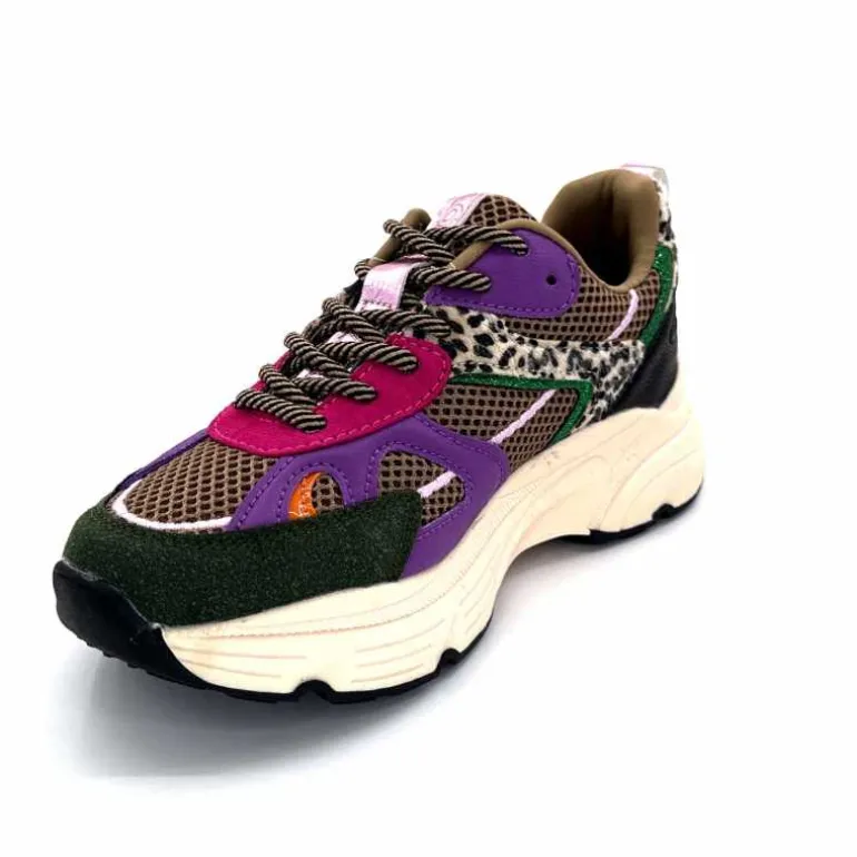 poelman Baskets Posh 1210810 Textile DK Green Multicolore Vert Cheap