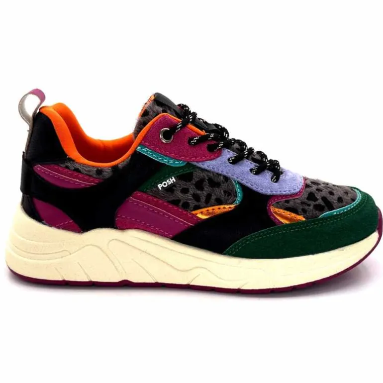 poelman Baskets Posh 193332 Textile Golf Green Multicolore Vert Sale