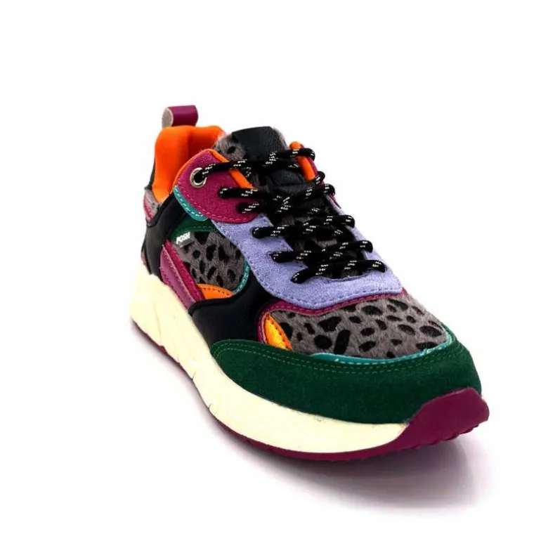 poelman Baskets Posh 193332 Textile Golf Green Multicolore Vert Sale