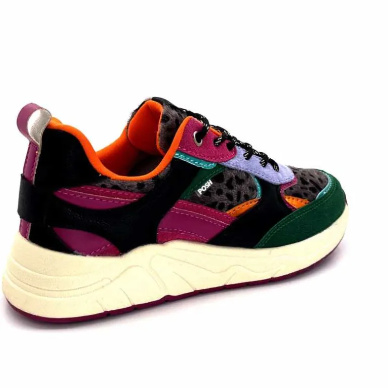 poelman Baskets Posh 193332 Textile Golf Green Multicolore Vert Sale