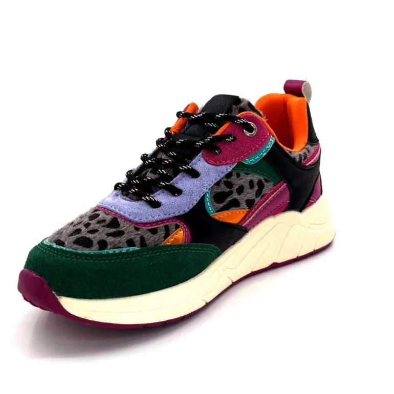 poelman Baskets Posh 193332 Textile Golf Green Multicolore Vert Sale