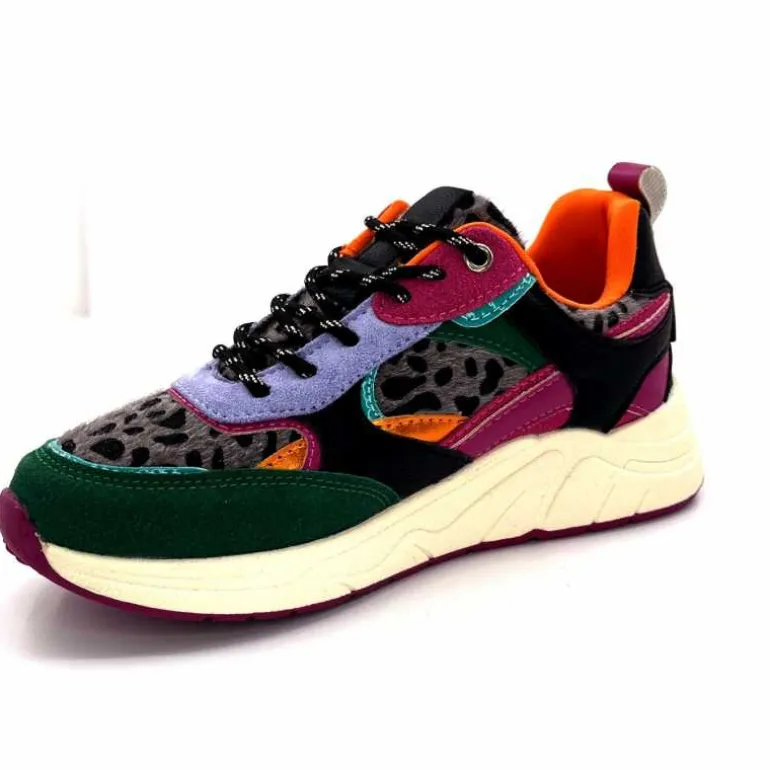 poelman Baskets Posh 193332 Textile Golf Green Multicolore Vert Sale