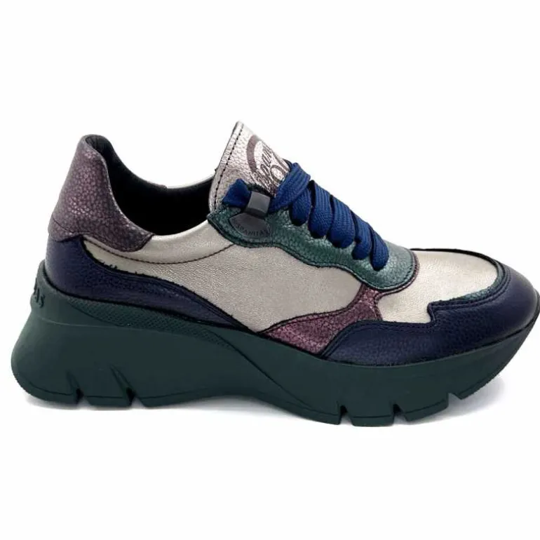 Hispanitas Baskets Running Chi 243617 Helsink Cuir Métal Bleu Bronze Vert Cheap