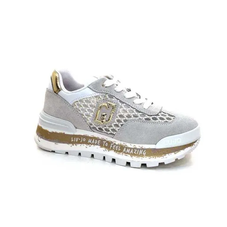 Liu.Jo Baskets Running Ba4001 Daim Gris Blanc Flash Sale