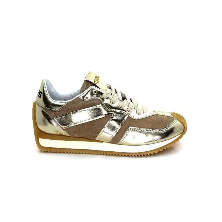 Mjus Baskets Running L14111 Cuir Or Daim Beige Marron Discount