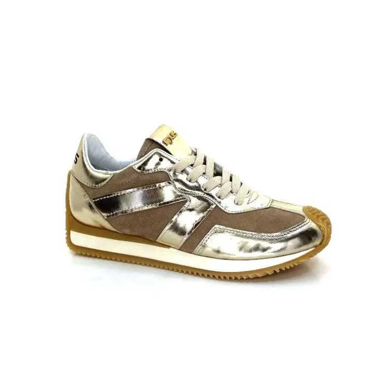 Mjus Baskets Running L14111 Cuir Or Daim Beige Marron Discount