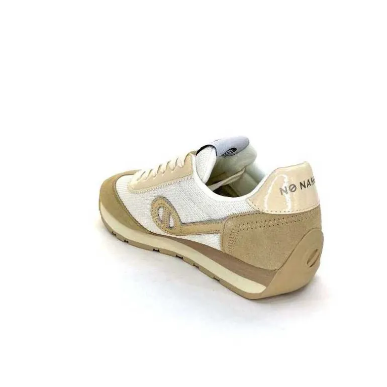 No Name Baskets Running City Run Jogger W Daim Textile Blanc Beige Discount