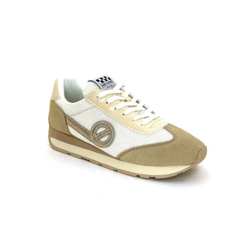 No Name Baskets Running City Run Jogger W Daim Textile Blanc Beige Discount