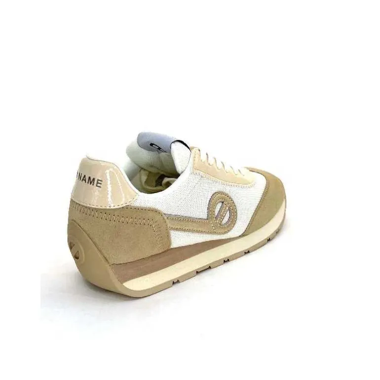 No Name Baskets Running City Run Jogger W Daim Textile Blanc Beige Discount